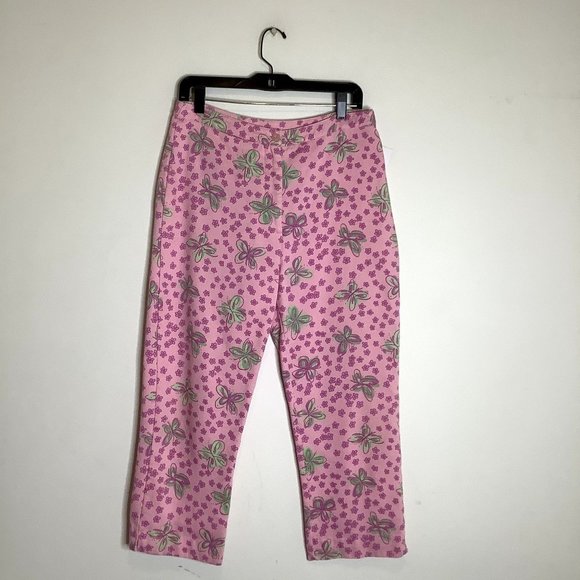 Lilly Pulitzer pink floral button 2 back pockets size 10 vintage - Picture 2 of 5